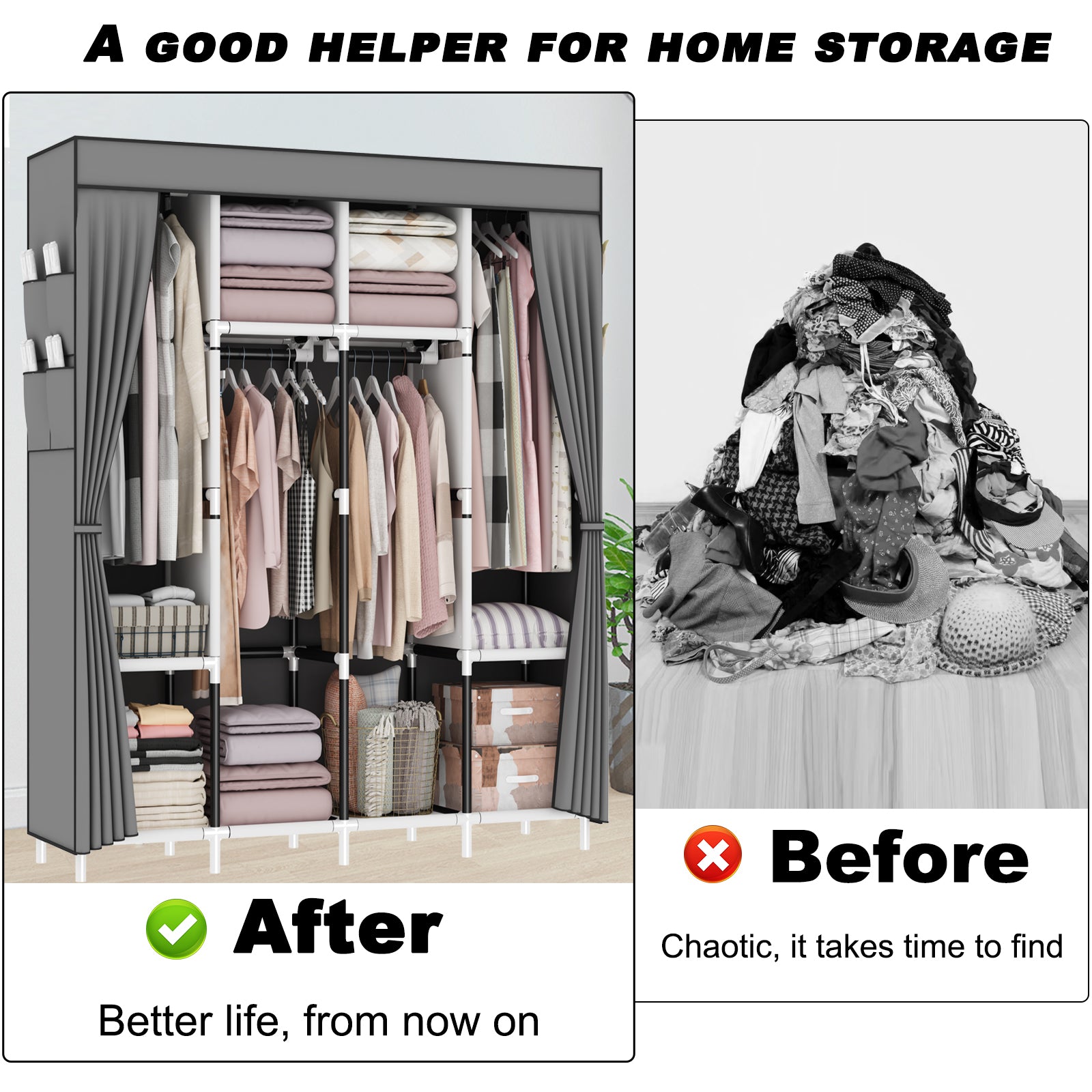 165*165*45CM Canvas Wardrobe